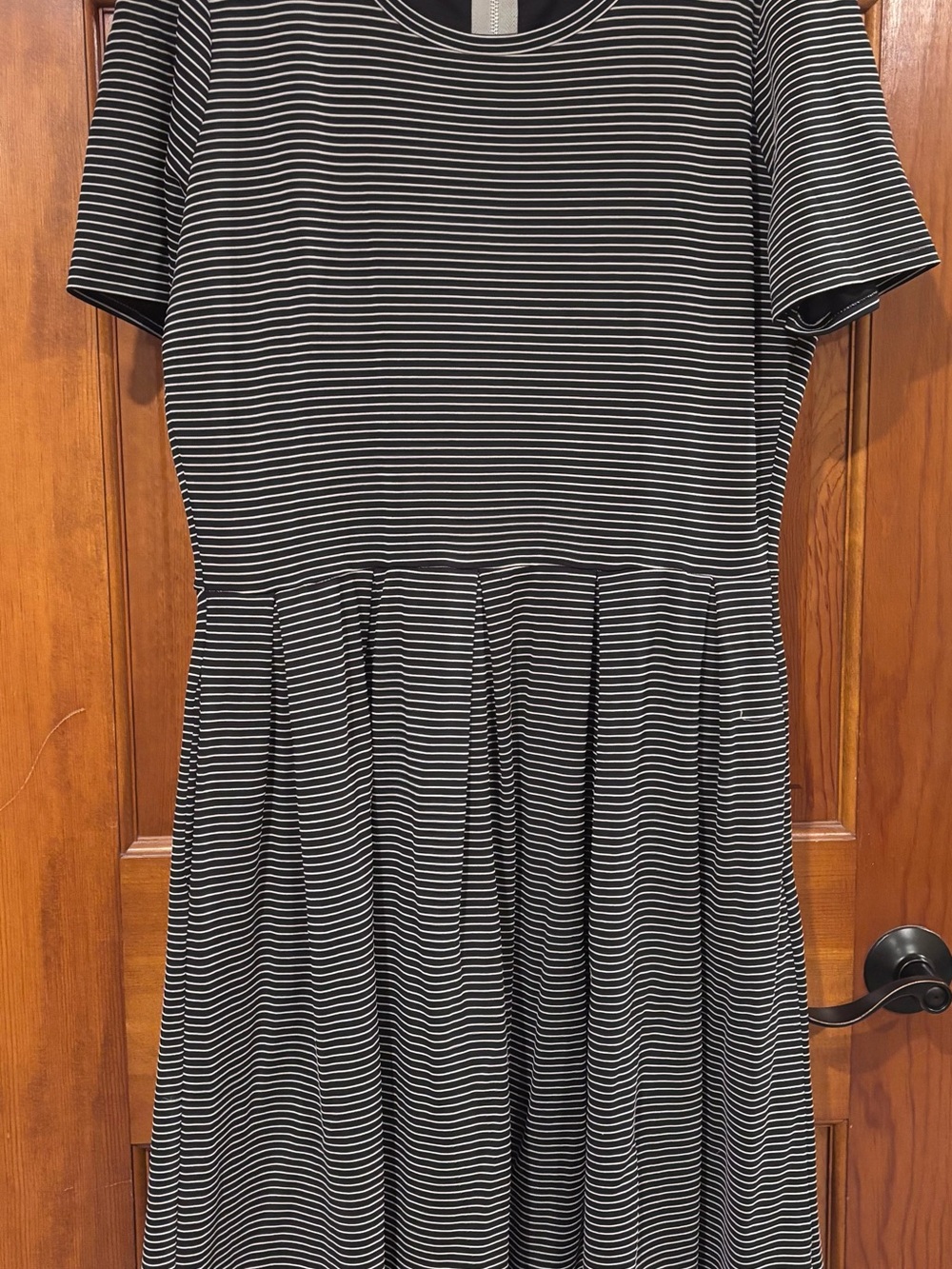 LuLaRoe Black and White Striped Short Sleeve Dress